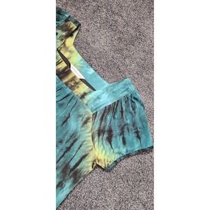 Christopher & Banks Tie Dye‎ Blouse Square Neck Short Sleeve Top M Green Medium